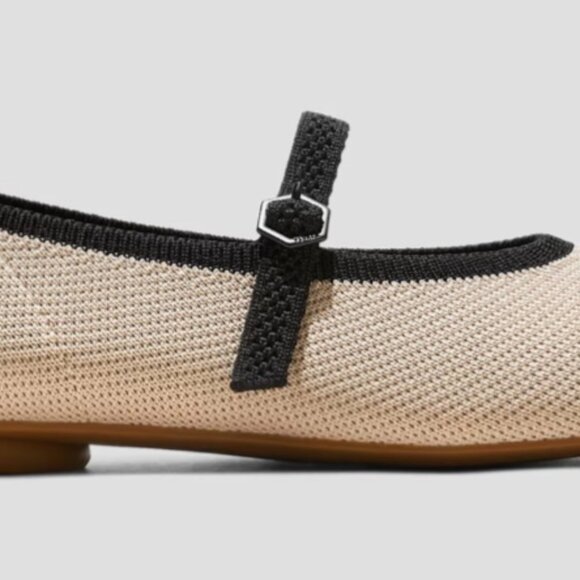 Almost New VIVAIA Tamia Mary-Jane Almond Black Toe Cap Size 7 - Picture 9 of 9